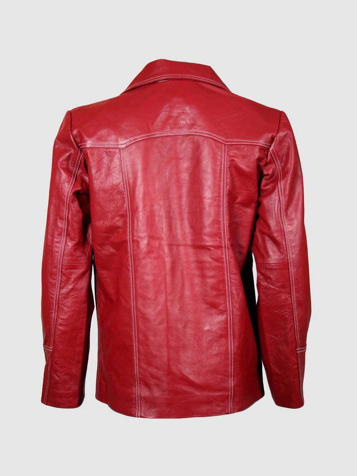 Lightweight Red Oak Leather Trench Coat