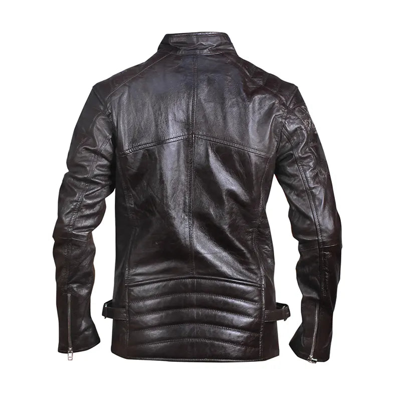 Vintage Motorcycle Black Biker Oak Leather Jacket