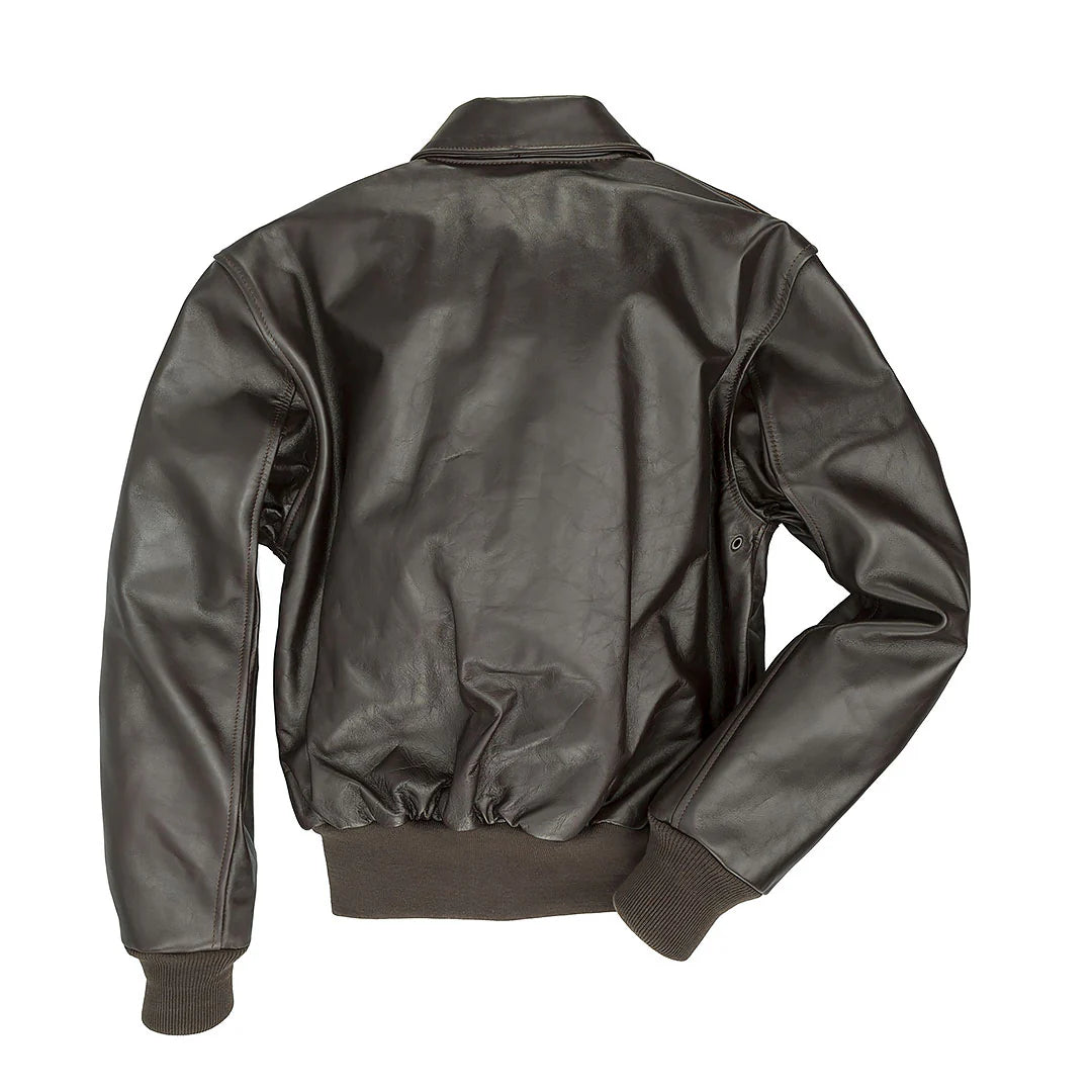 OakLeather WWII A-2 Leather Jacket Mahogany close-up details