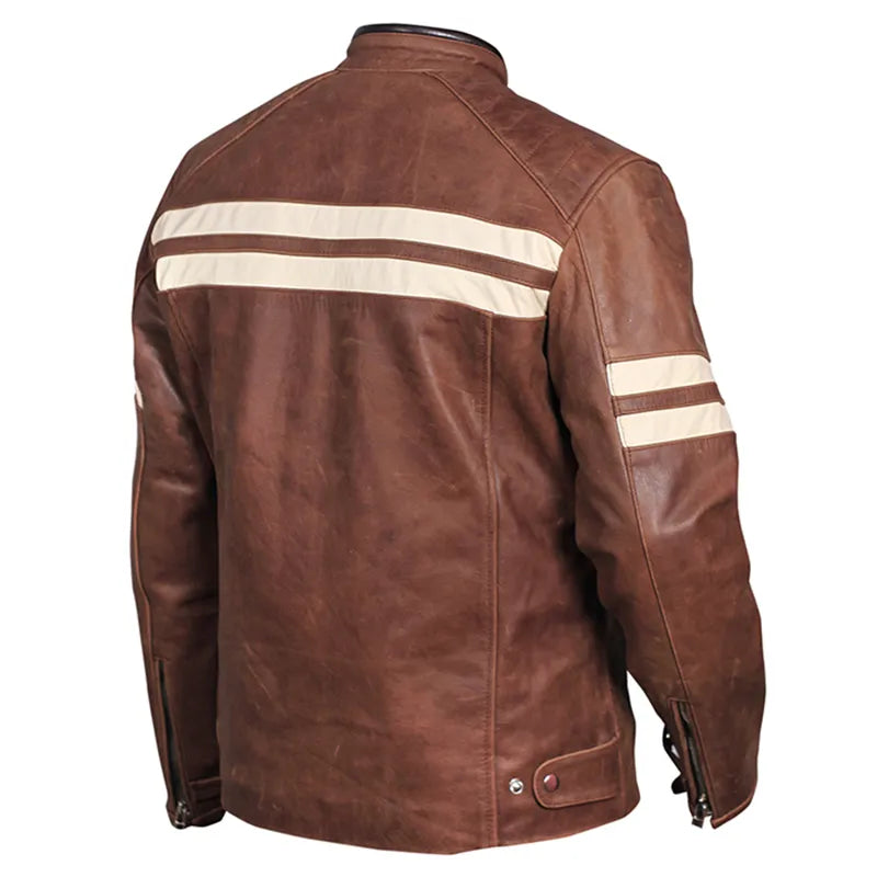 Side profile of Joe Rocket Classic 92 oak leather riding jacket