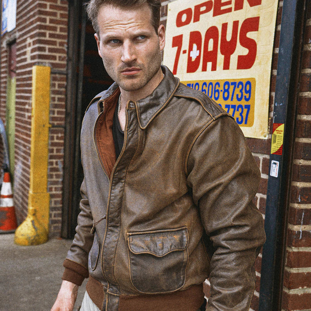 OakLeather Dark Brown Horsehide Battleworn A-2 Jacket