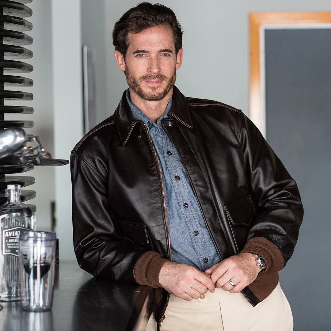 Oak Leather WWII Government Issue Jacket in Mahogany