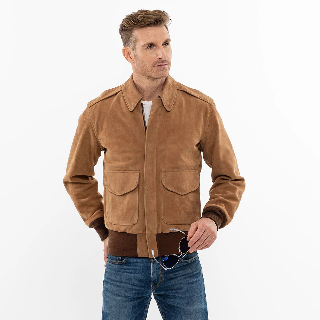 OakLeather Gentleman Pilot A-2 Jacket Tobacco Brown