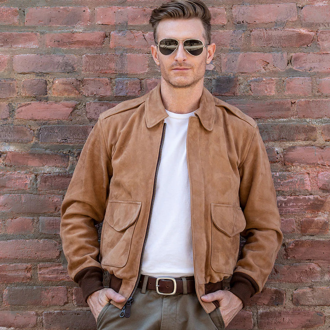 OakLeather Gentleman Pilot A-2 Jacket Tobacco Brown