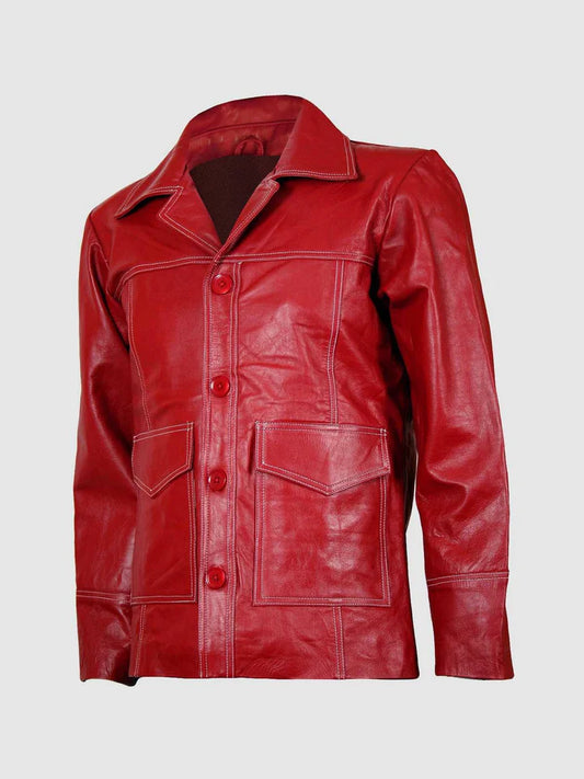 Lightweight Red Oak Leather Trench Coat