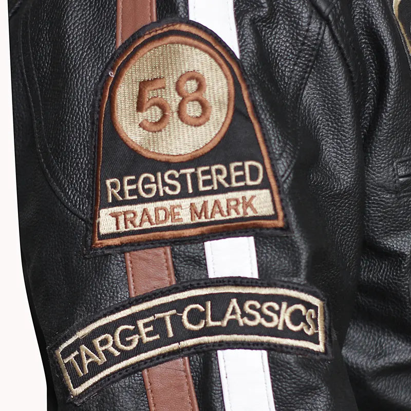 Detailed stitching of handmade black leather jacket Pakistan