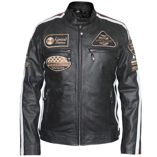 Front view of American Classic Urban Motors Black Oak Leather Jacket