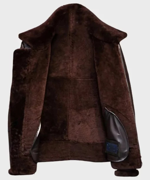 Close-up of the distressed genuine oak leather on a vintage B3 jacket.