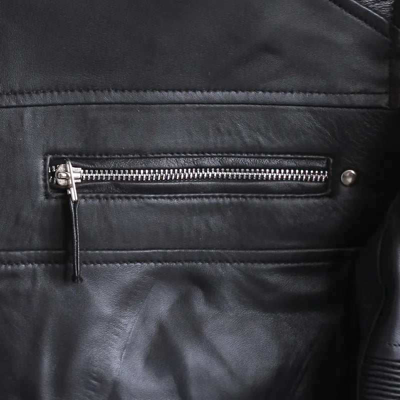 Men’s slim fit black café racer oak leather biker jacket