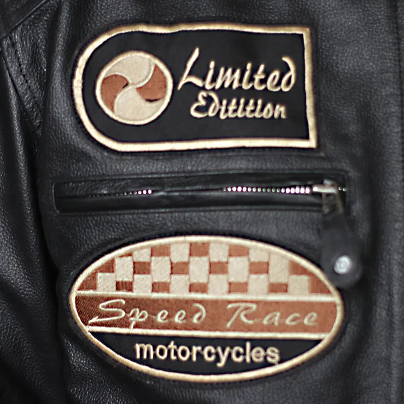 Stylish men’s oak leather biker jacket – American Classic Collection