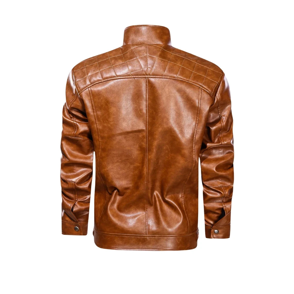 Handmade in Pakistan OakLeather Brown Diamond Jacket