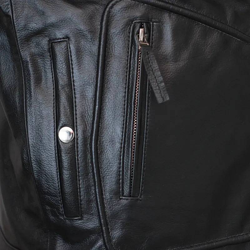Premium oak leather texture on Harley Davidson biker jacket