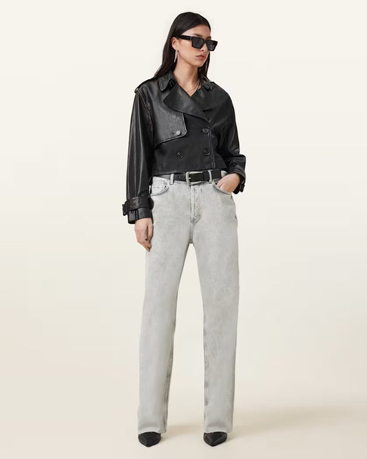 Handmade Hendry Cropped Oak Leather Trench Coat