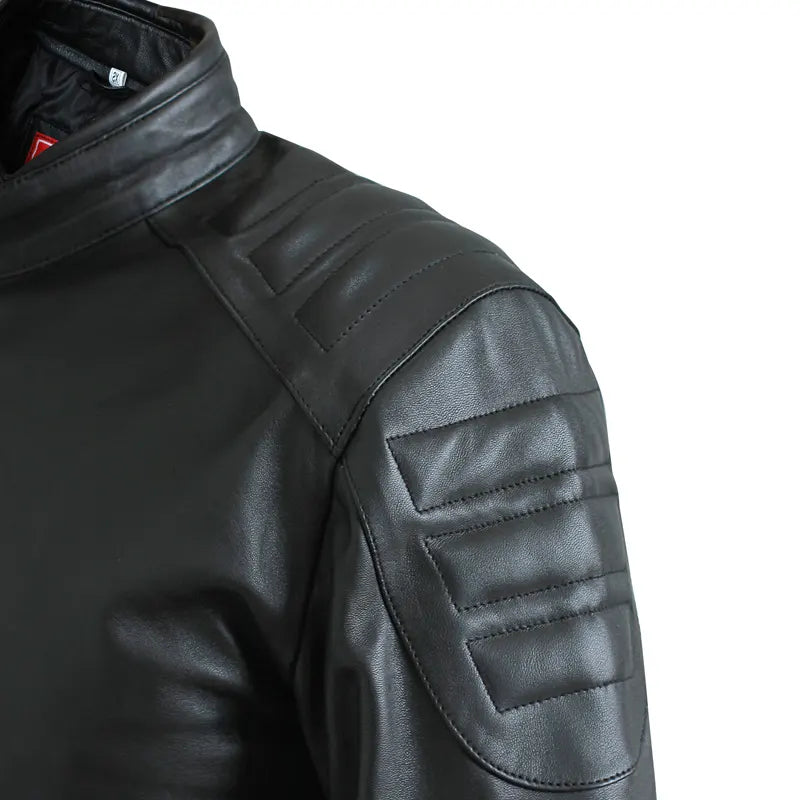 Premium craftsmanship on Jensen Huang oak leather jacket handmade in Pakistan