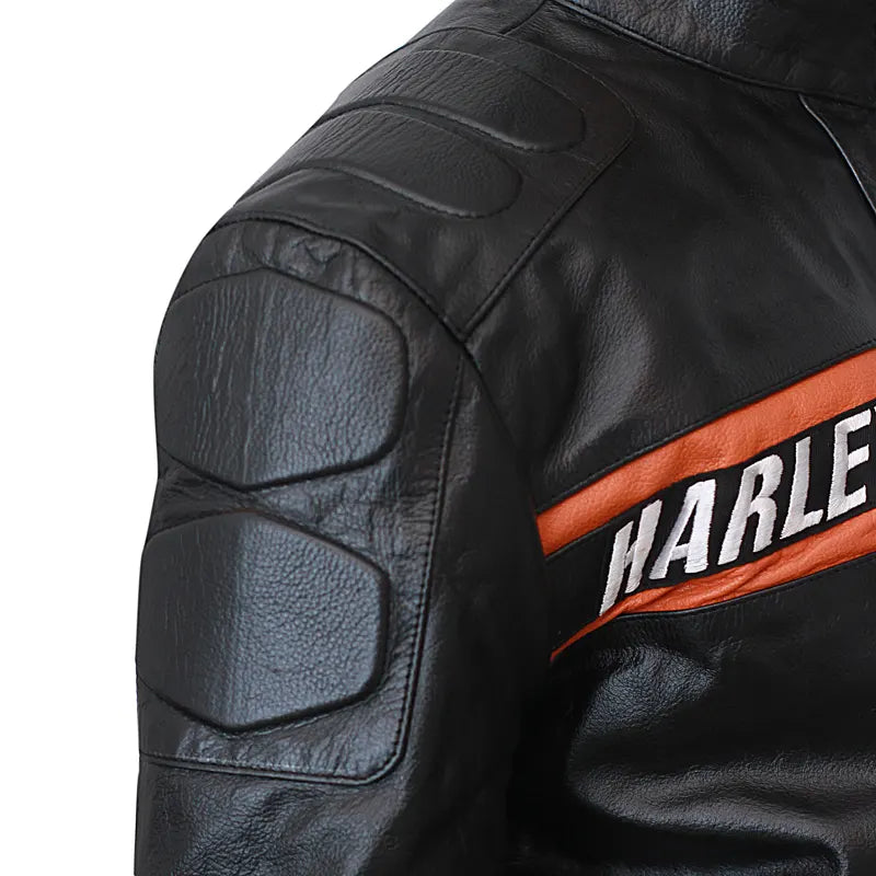 Black oak leather motorcycle jacket inspired by Bill Goldberg