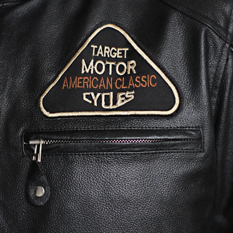 Luxury men’s oak leather jacket in black American Classic style