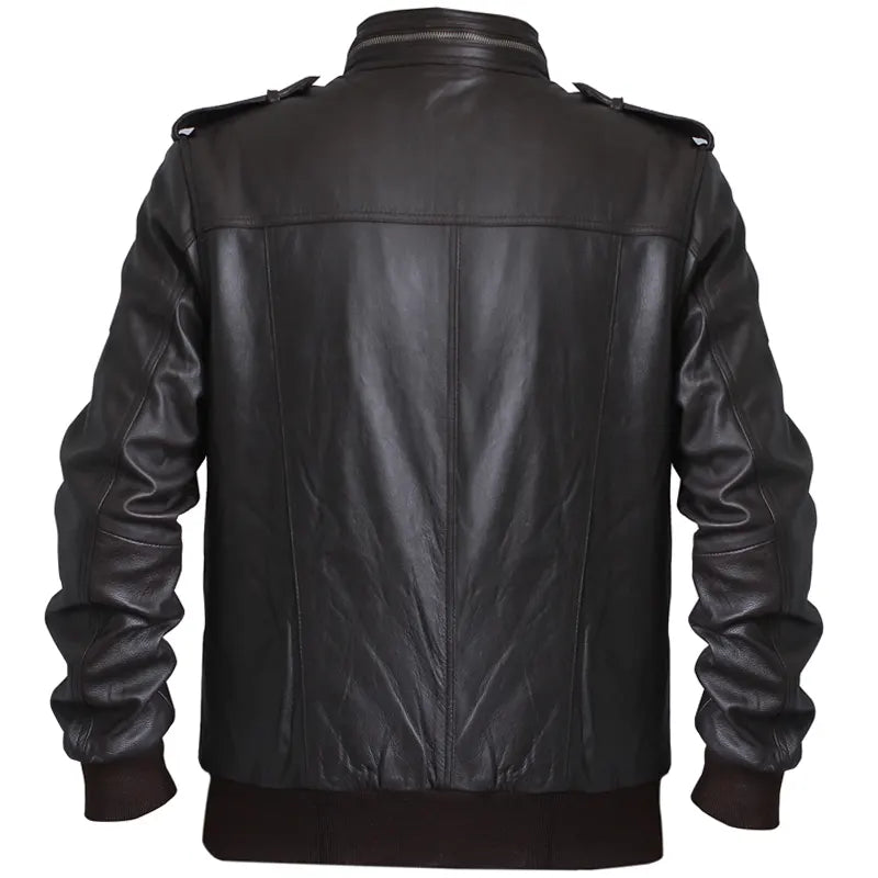 Back design of handmade Pakistan oak leather biker jacket