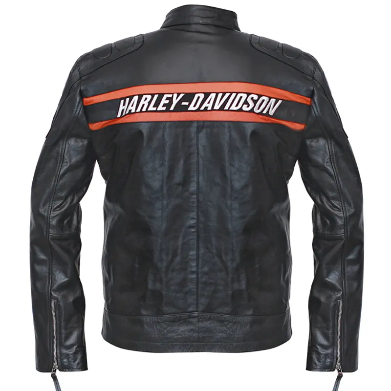 Back design of Harley Davidson oak leather motorcycle jacket handmade in Pakistan