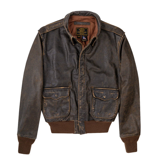 OakLeather Battleworn A-2 Jacket Z21M028 front view