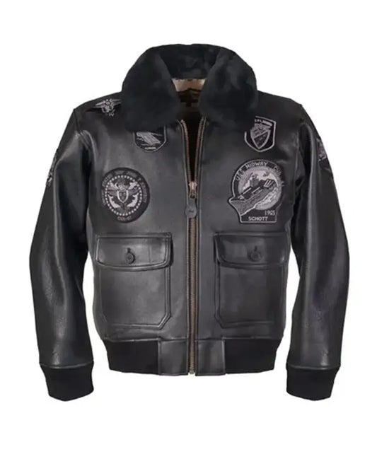 OakLeather G-1 Wings of Gold Leather Jacket front view
