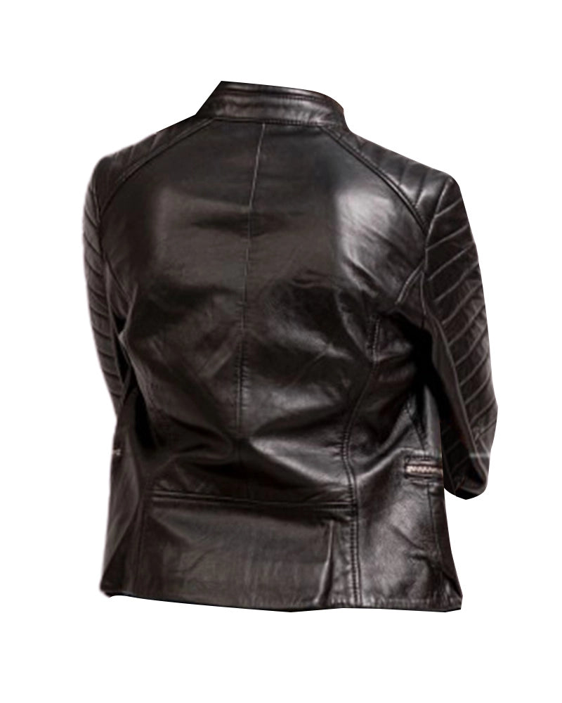 Handmade in Pakistan Women’s Black Motorcycle Leather Jacket OakLeather