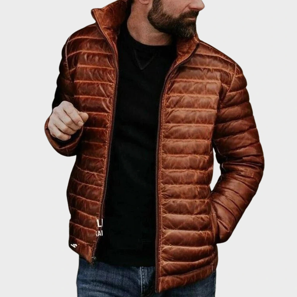 Handmade in Pakistan OakLeather Brown Quilted Puffer Jacket
