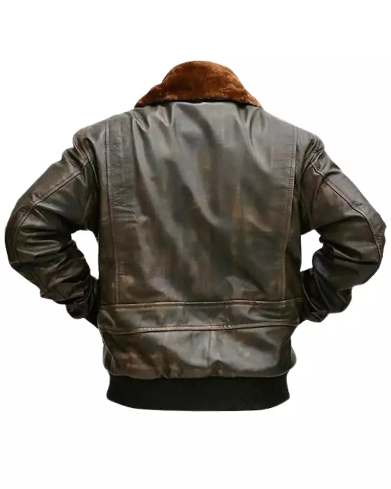 OakLeather Side view Men’s Distressed Brown G-1 Flight Jacket