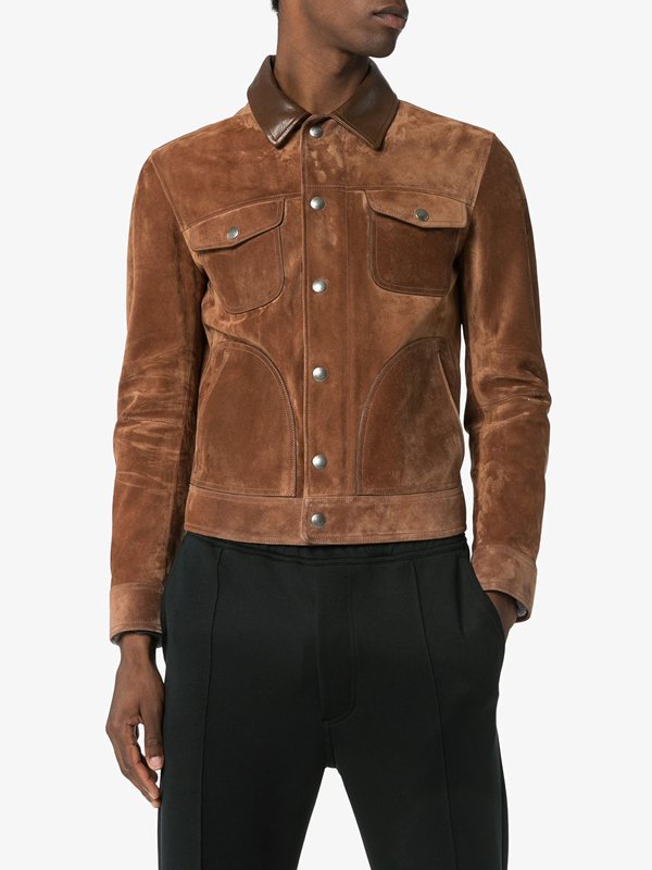 Back view OakLeather Brown Suede Leather Jacket