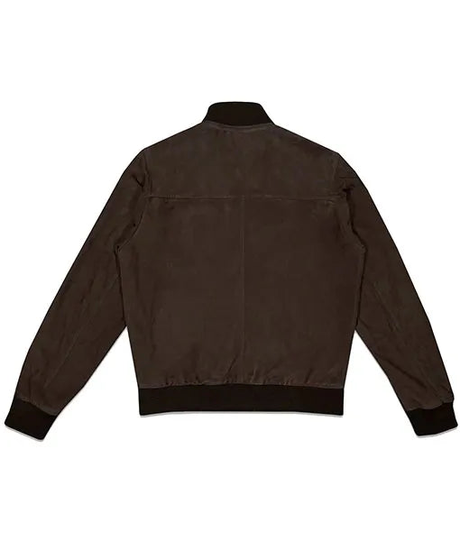 Back view of OakLeather Brown Suede Leather Jacket for Men