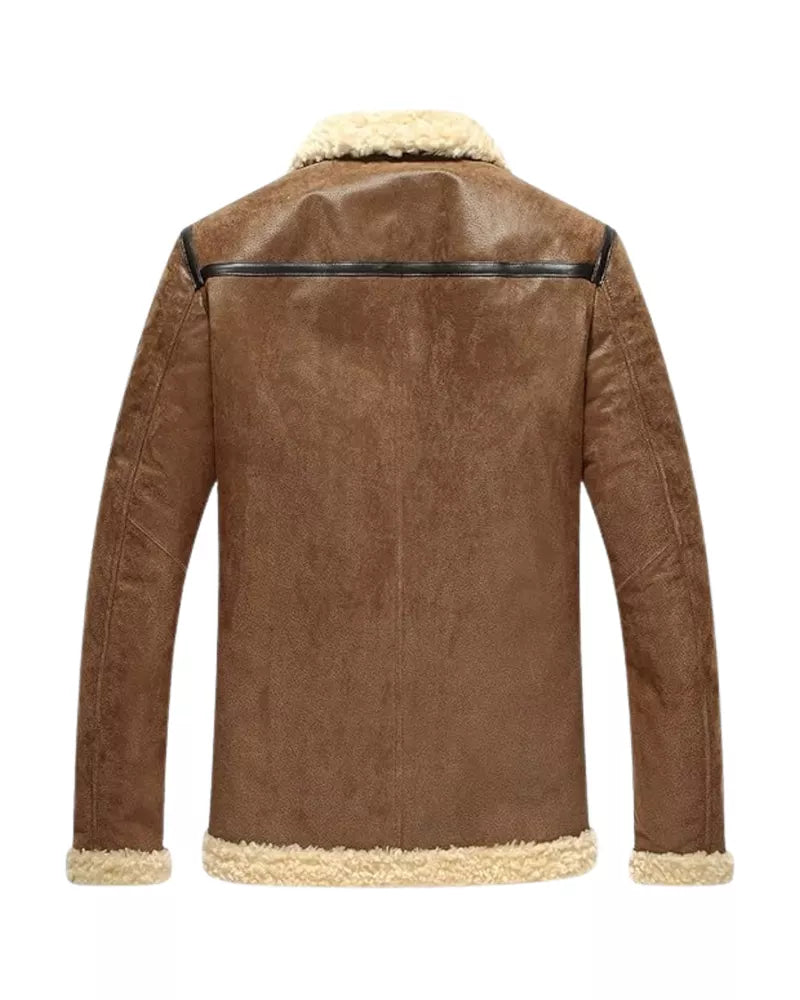 Handmade in Pakistan OakLeather Leather Aviator Shearling Jacket