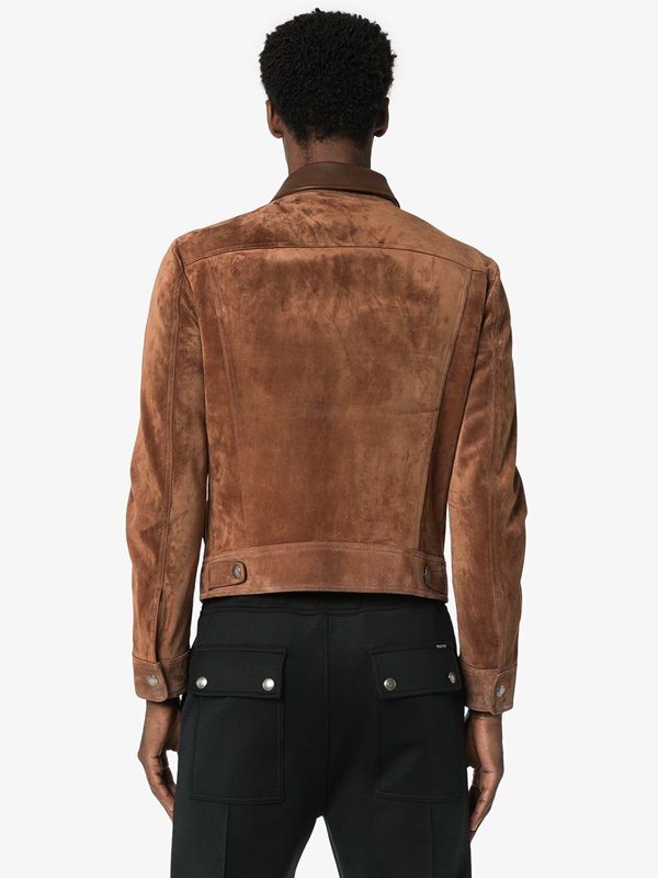 OakLeather Men’s Brown Suede Leather Jacket with zipper