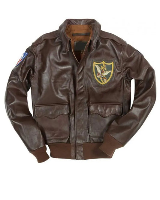 OakLeather Men’s Flying Tigers A-2 Brown Leather Jacket front view