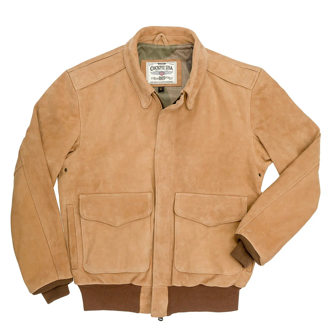 OakLeather Gentleman Pilot A-2 Flight Jacket Tobacco Brown Front View