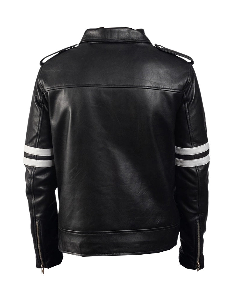 Back view OakLeather Alex Mercer Leather Jacket with hoodie