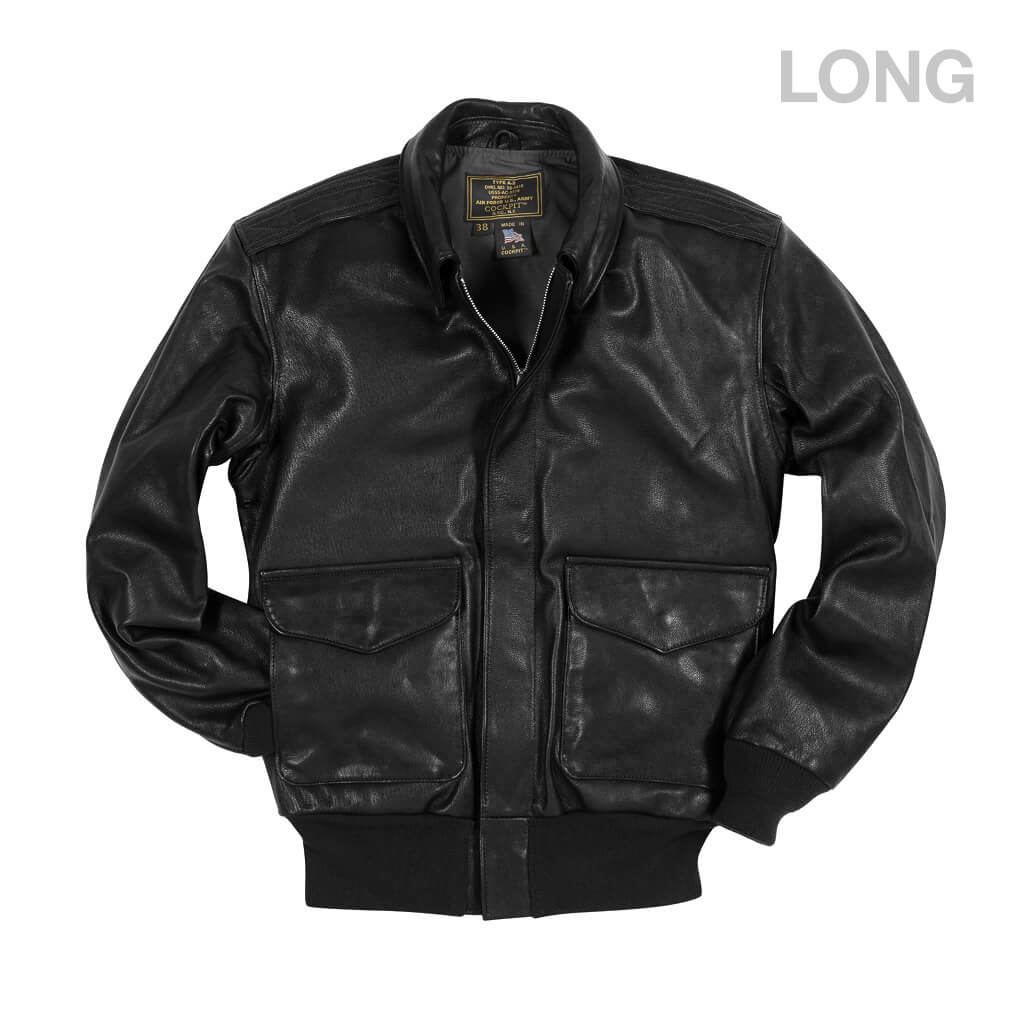 OakLeather U.S.A.F. 21st Century A-2 Jacket Long Black Front