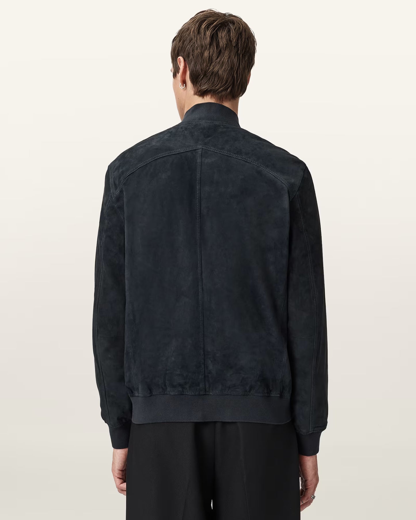 "Back of Oak Leather Stafford Bomber Jacket – genuine suede men’s fashion"