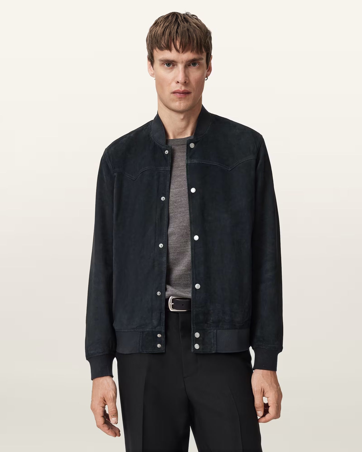 "Oak Leather Stafford Suede Bomber Jacket – men’s suede outerwear made in Pakistan"