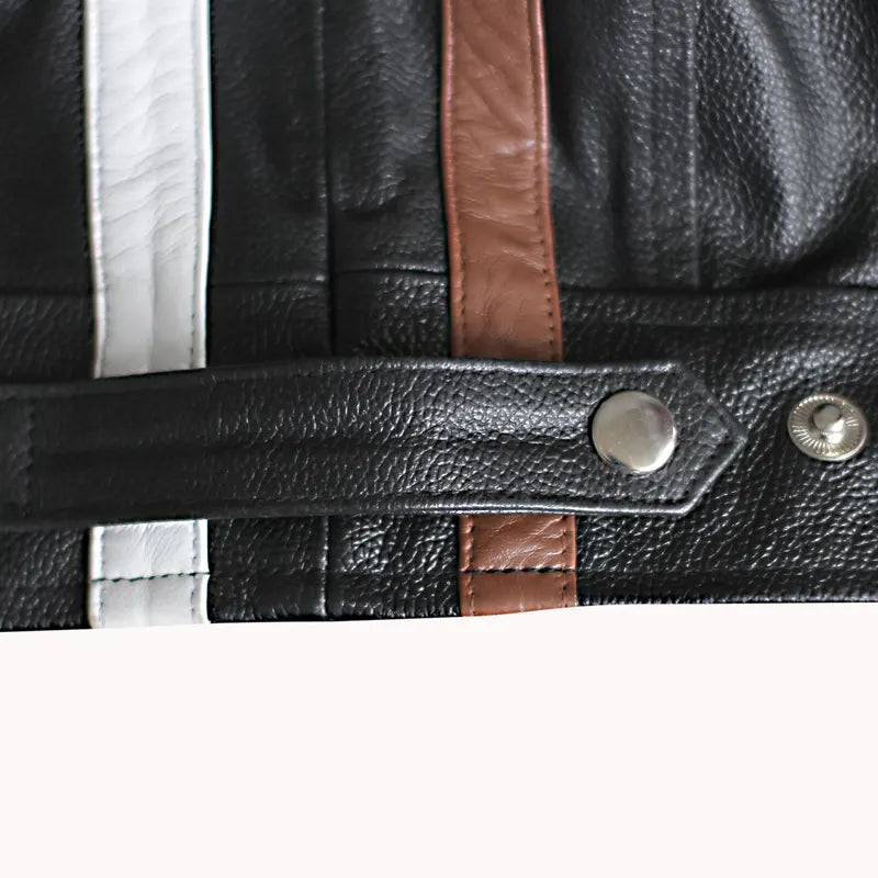 Side profile of American Classic oak leather jacket for men