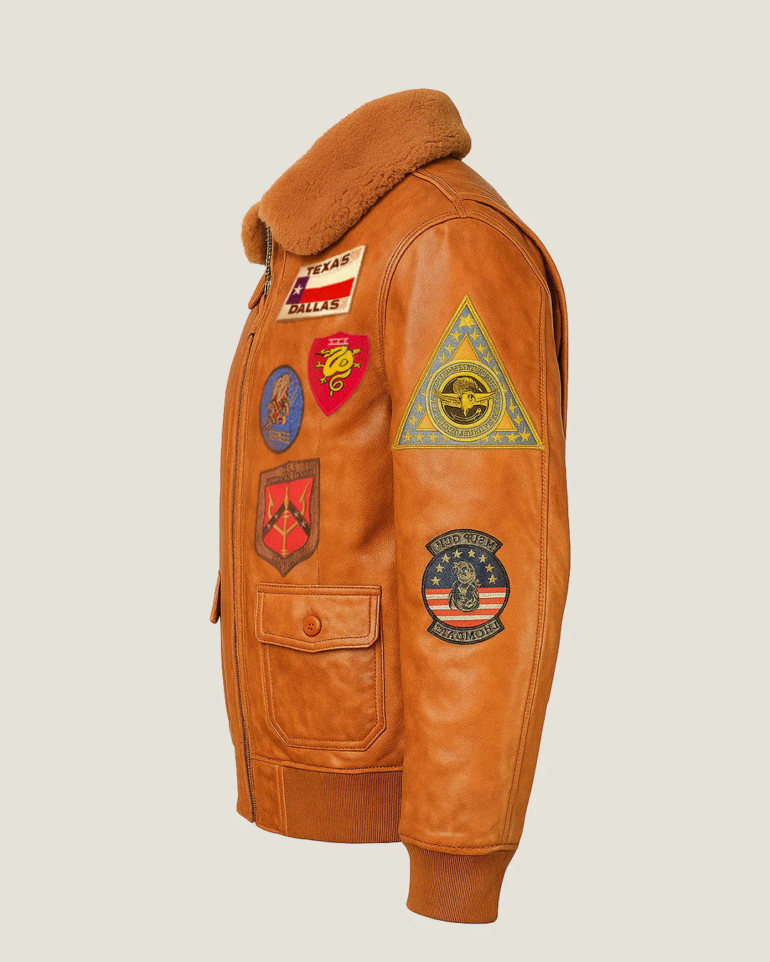 "Official Signature Series Top Gun Jacket – cowhide leather bomber front view"
