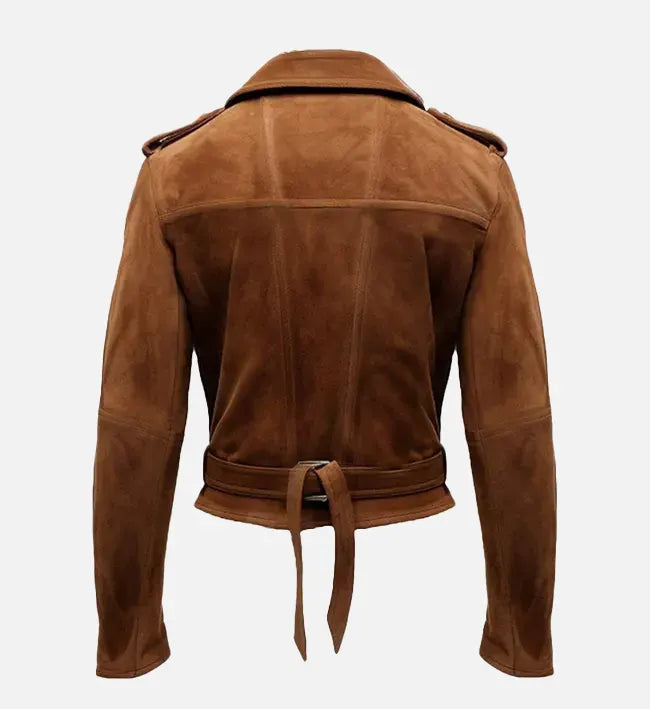 Handmade Pakistan brown suede and oak leather motorcycle jacket