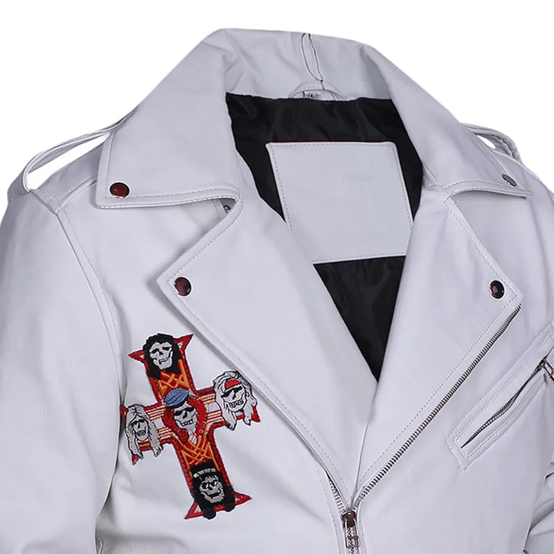 Men’s Guns N’ Roses oak leather jacket – white edition