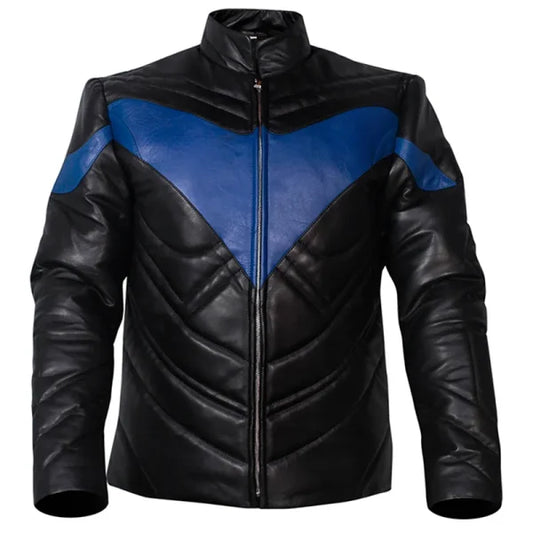 Titans Nightwing Dick Grayson oak leather costume jacket made in Pakistan