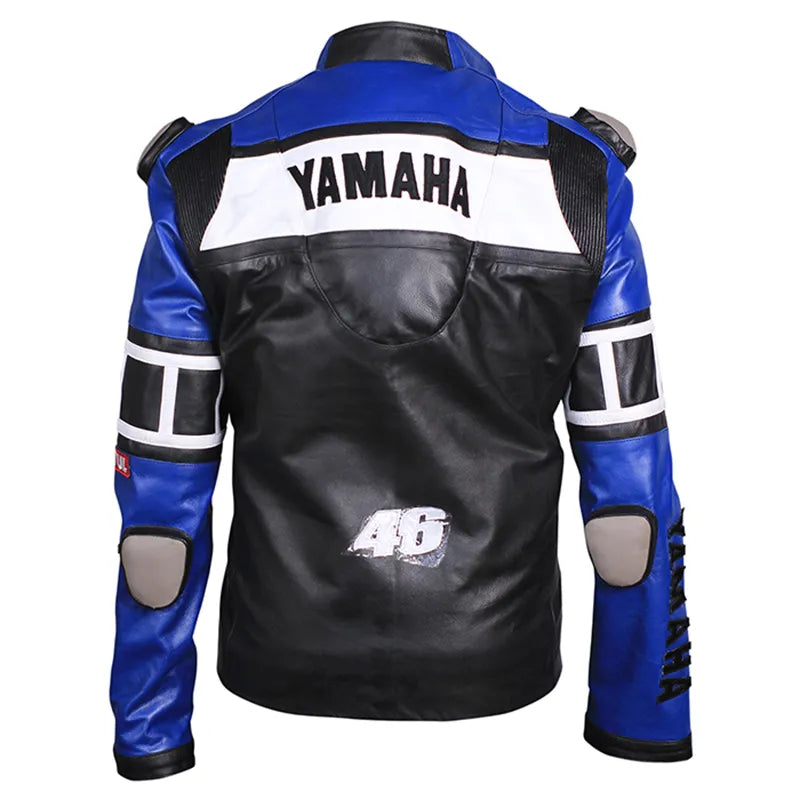 Motorcycle jacket with Yamaha branding on a white background