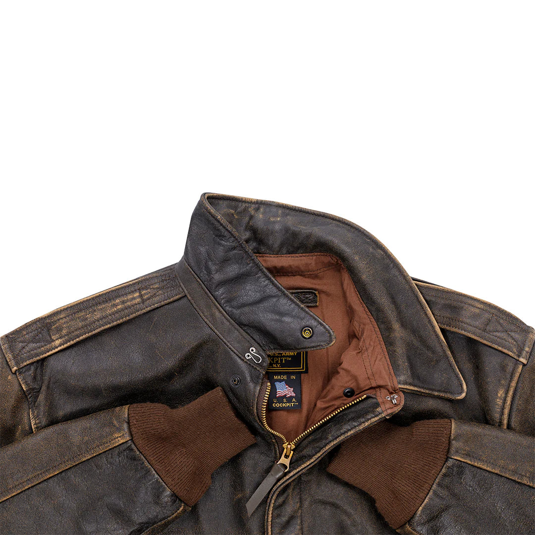 OakLeather Dark Brown Horsehide Battleworn A-2 Jacket