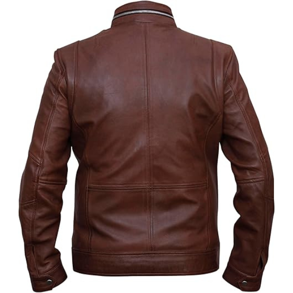 Brown leather jacket on a white background