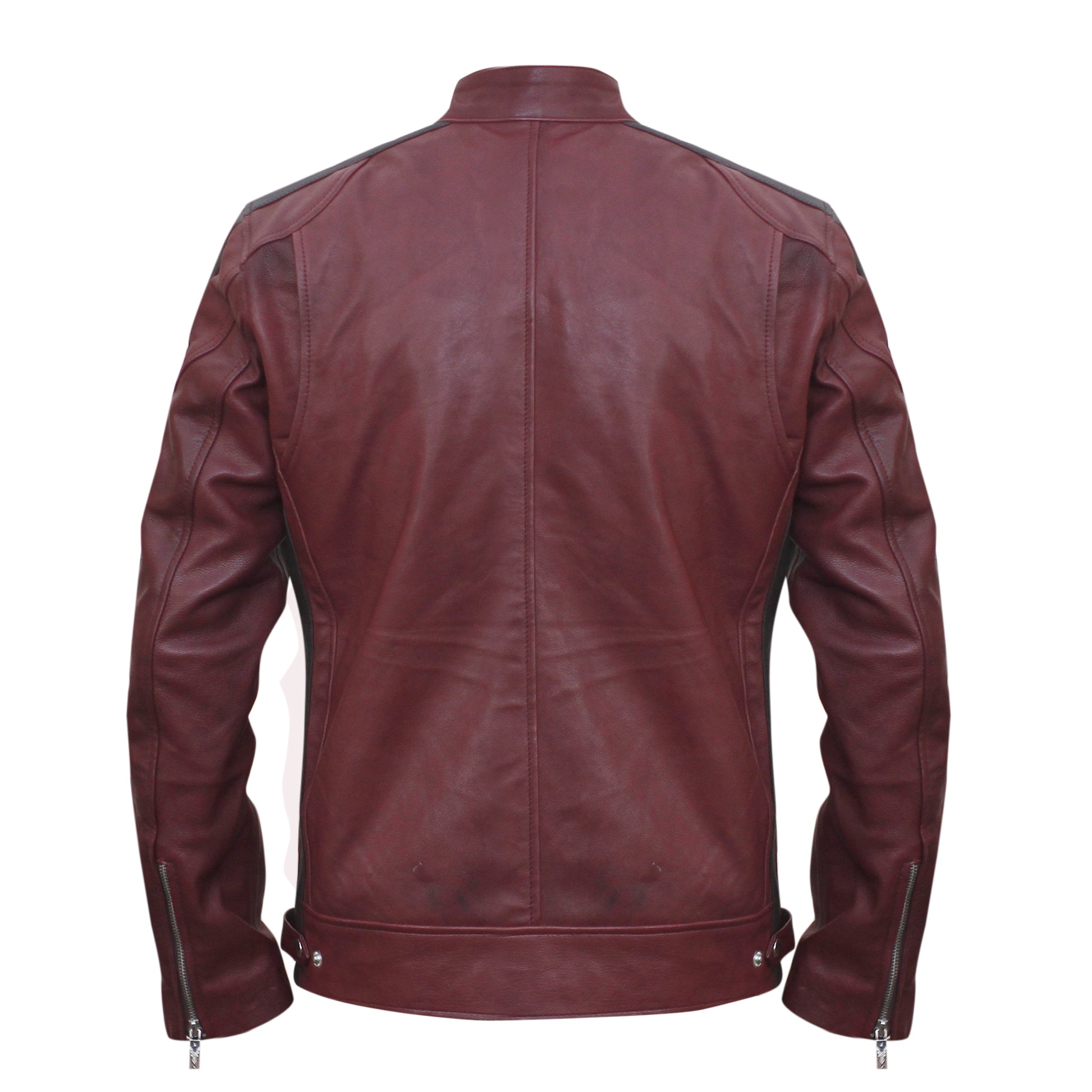 Brown leather jacket on a white background