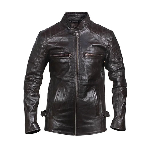 Vintage Motorcycle Black Biker Oak Leather Jacket