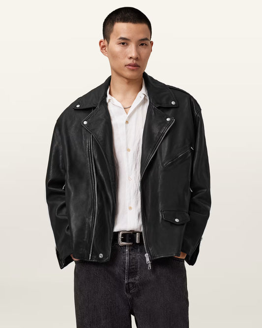 Oak Leather Bradford Oversized Leather Biker Jacket – men’s premium outerwear