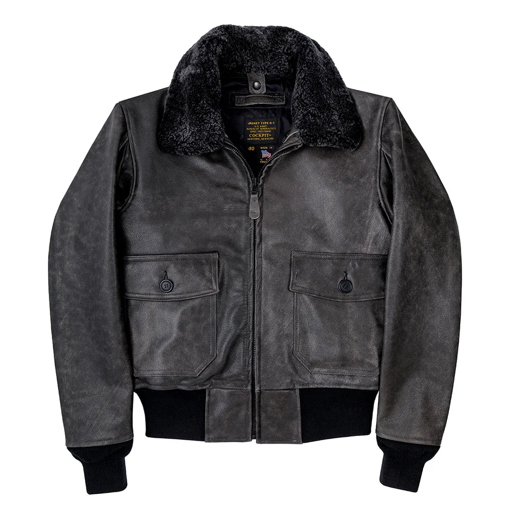 view of Midnight Raider Oak Leather Jacket in black