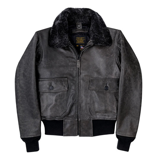 view of Midnight Raider Oak Leather Jacket in black